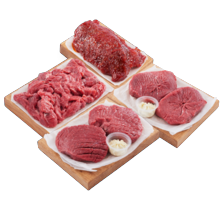 Malse runder- of kogelbiefstuk, biefstukspies, biefstukpuntjes of rundersteaks
